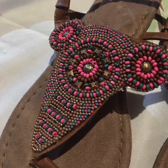 Muk Luk Thong Sandals Brown Pink Size 10 - Picture 3 of 5